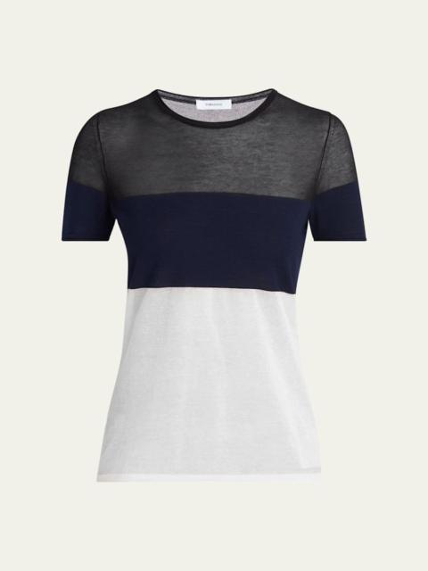 FERRAGAMO Colorblock Sheer Linen Short-Sleeve T-Shirt