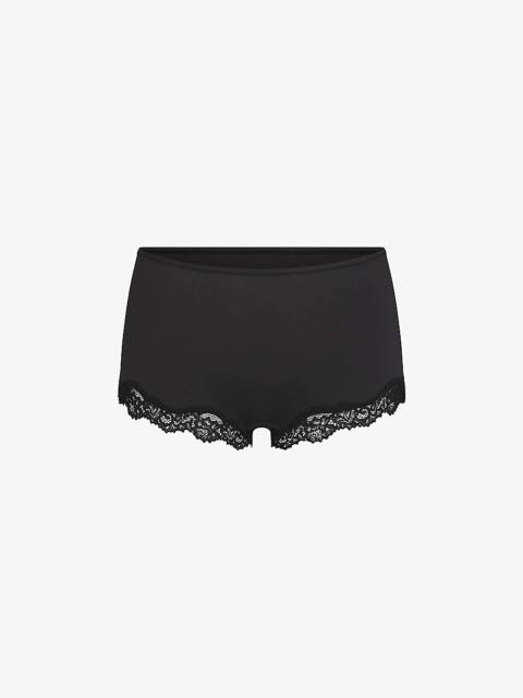 SKIMS Fits Everybody lace-trim stretch-woven boy shorts