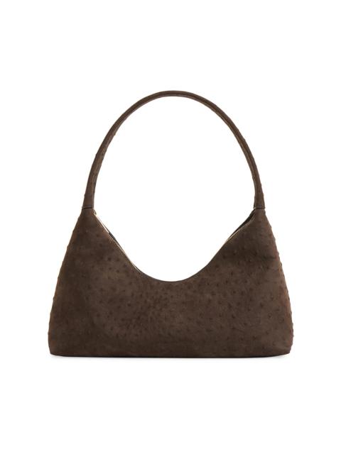 Mansur Gavriel Women's Candy Ostrich-Embossed Suede Baguette Bag - Ebony
