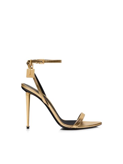 LAMINATED NAPPA LEATHER PADLOCK POINTY NAKED SANDAL