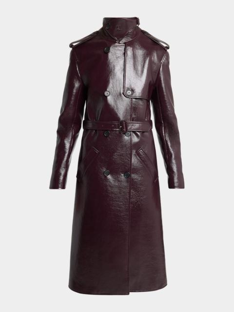 courrèges Vinyl Double-Breasted Belted Long Trench Coat