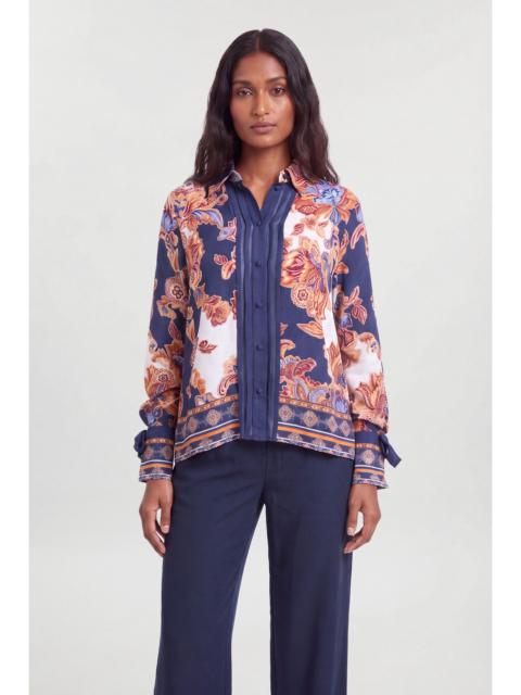 KAREN MILLEN Baroque Print Tie Sleeve Detail Viscose Shirt