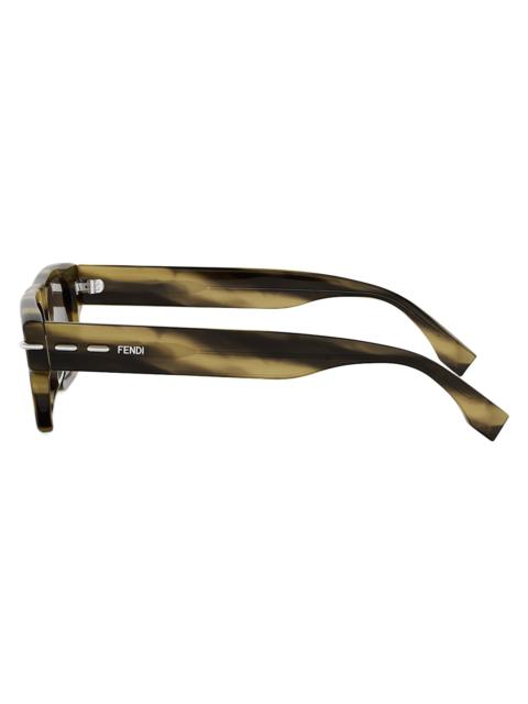 FENDI Men's Selleria 54MM Rectangular Sunglasses - Brown Horn