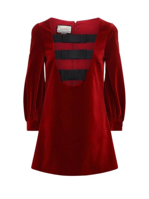 GUCCI Petit velvet dress with bows
