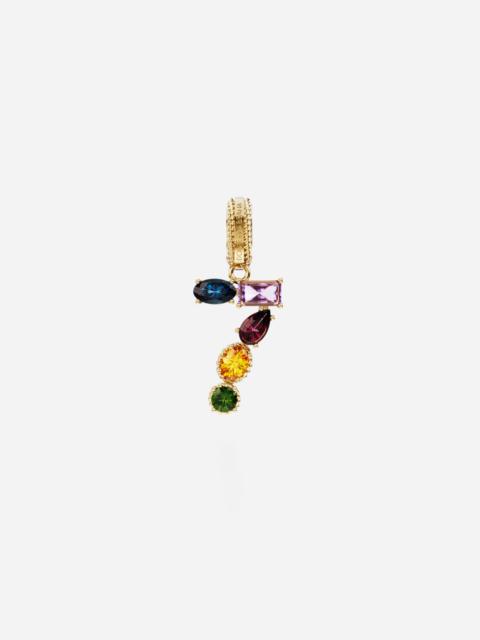 18 kt yellow gold rainbow pendant  with multicolor finegemstones representing number 7