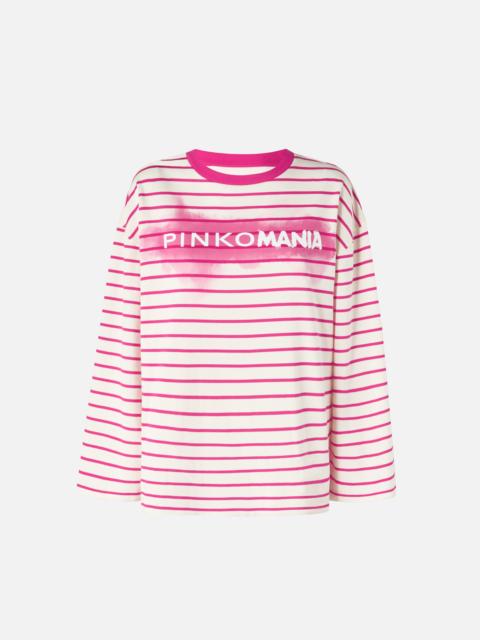 PINKO PINKOMANIA STRIPED JERSEY T-SHIRT