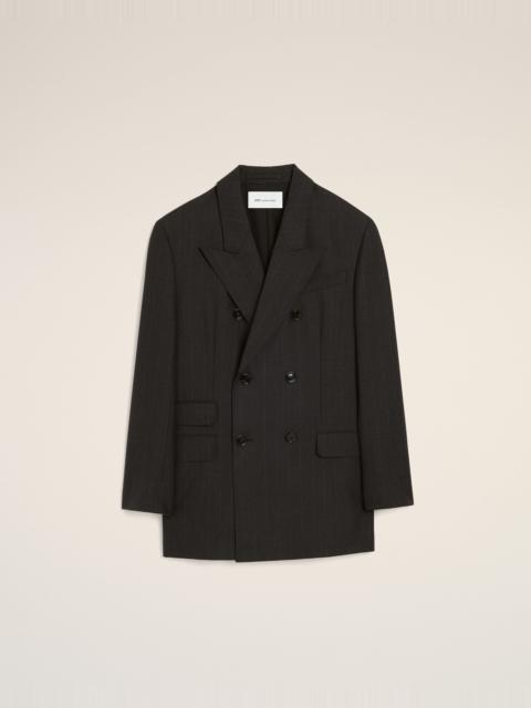 AMI Paris GREY DOUBLE BREASTED STRIPED WOOL BLAZER