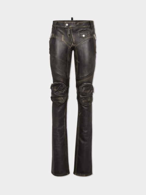 DSQUARED2 DISTRESSED LEATHER BIKER PANTS