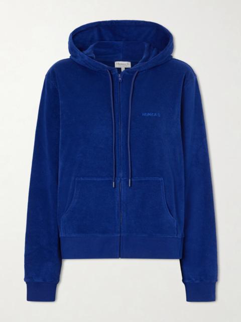 Hunza G Hooded Embroidered Cotton-terry Top