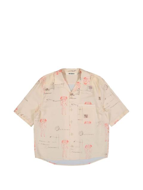 MISBHV postcard-print bowling-collar shirt