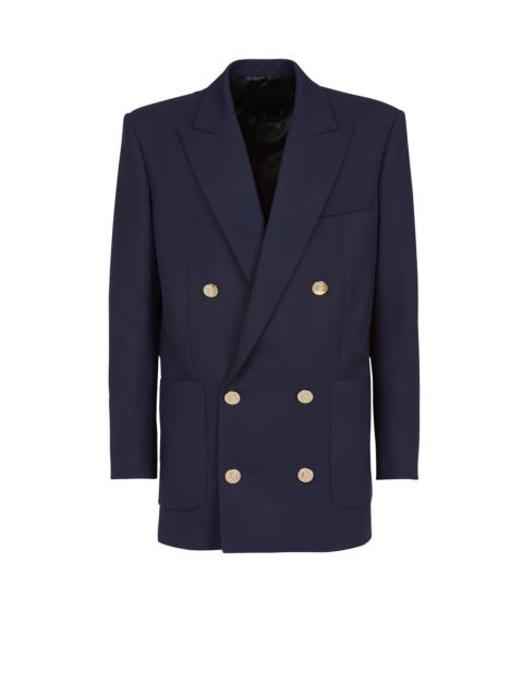 Twill blazer with double-breasted silver-tone buttoned fastening