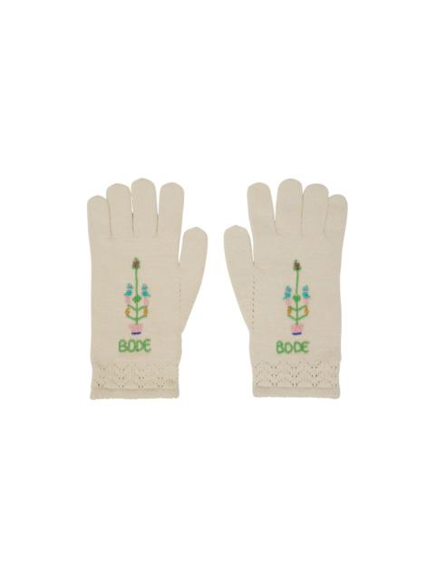 BODE Off-White Beaded Gloves