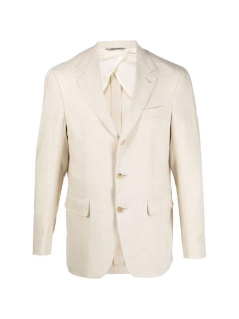 single-breasted wool-linen blazer