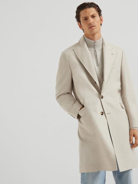 Brunello Cucinelli Mélange cashmere flannel coat with peak lapels