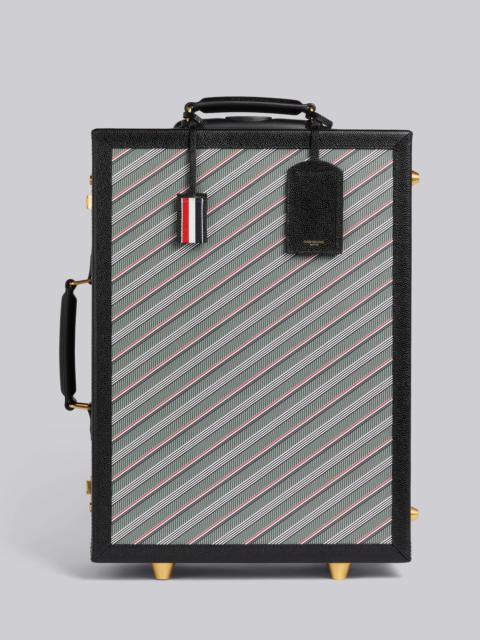 Thom Browne Medium Grey Monogram Coated Canvas Leather Frame Hard Sided Carry on Suitcase