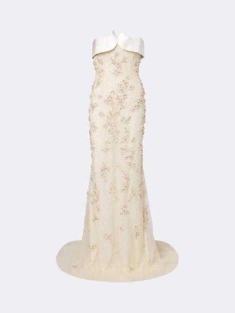 GEORGES HOBEIKA Embellished tulle bustier gown