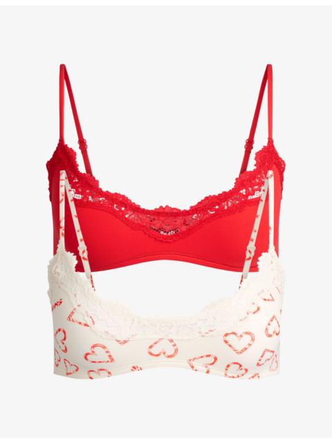 SKIMS Scoop Lace-Trim Jersey Pack Of Two Bralettes
