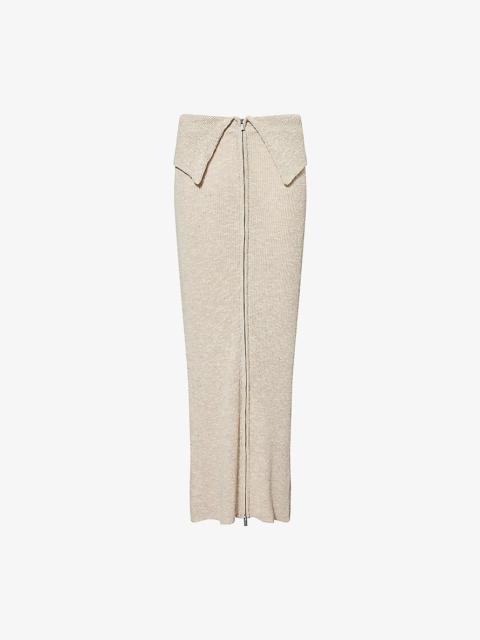 Holzweiler Line-Zip Fold-Over Waist Knitted Midi Skirt