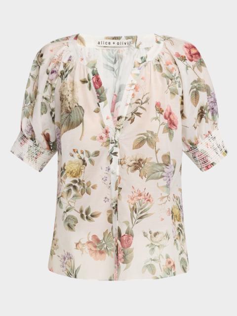 Alice + Olivia Thalia Puff-Sleeve Blouse