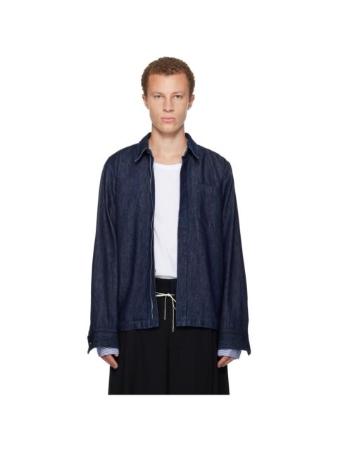 Dries Van Noten Navy Zip Denim Shirt