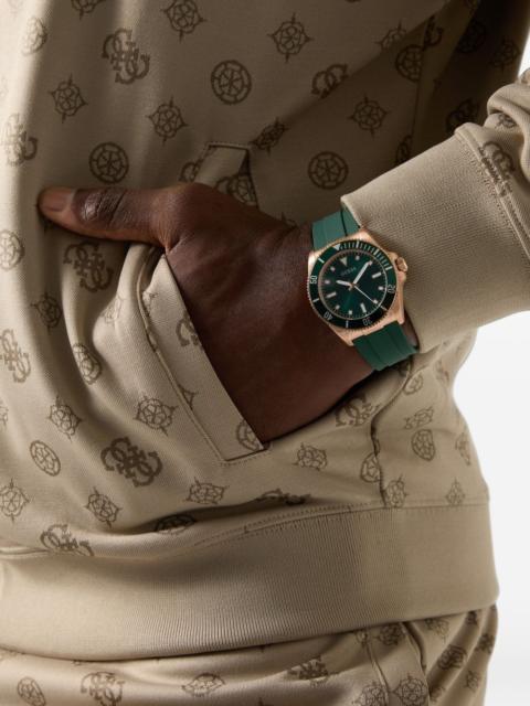 GUESS USA green rose-gold-tone analog watch
