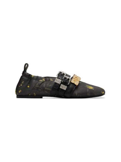 GANNI Green Sue Triple Printed Ballerina Flats