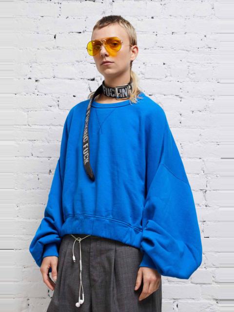 R13 JUMBO CROPPED CREWNECK - ELECTRIC BLUE