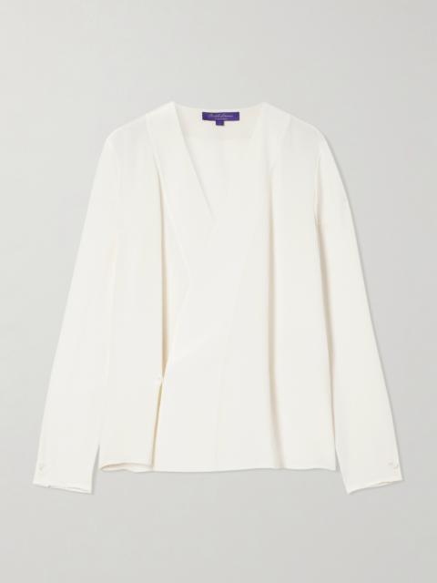 Ralph Lauren Liora Wrap-effect Silk Crepe De Chine Blouse