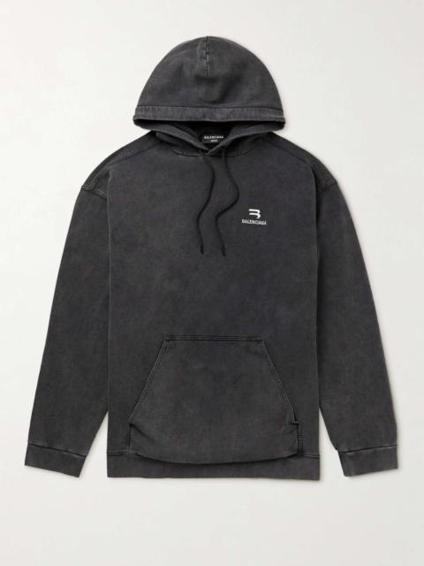 BALENCIAGA Logo-Embroidered Cotton-Jersey Hoodie