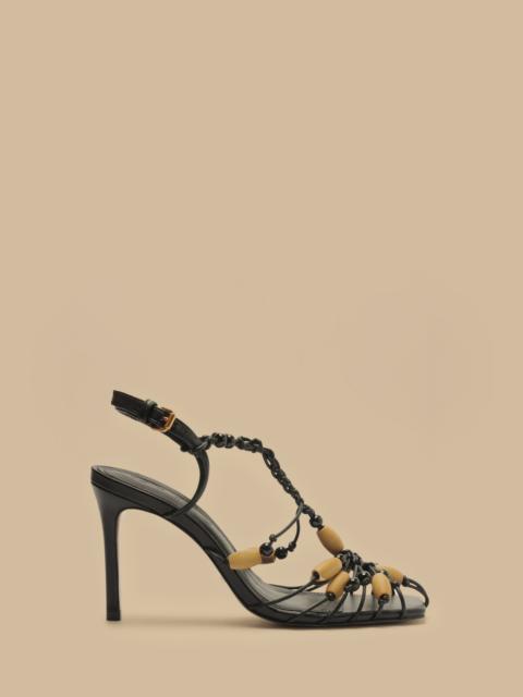 FARM RIO Black High Heel Beads Sandal