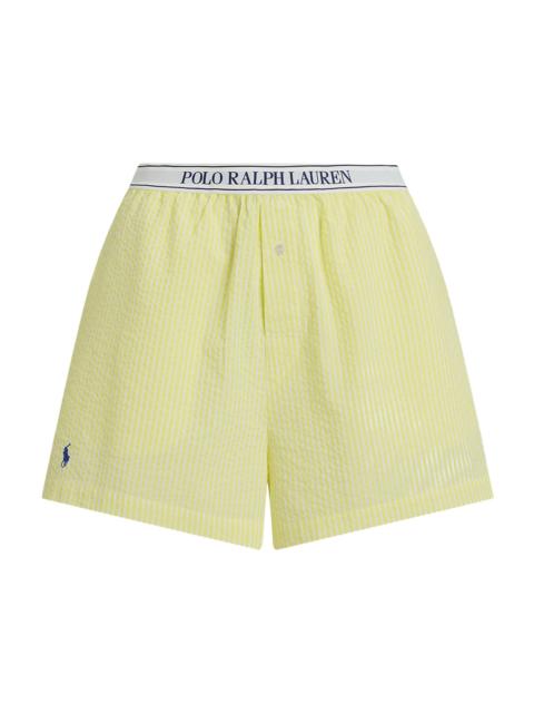 Polo Ralph Lauren Women's Seersucker Logo Waistband Boxer Shorts - Lemon Verbina