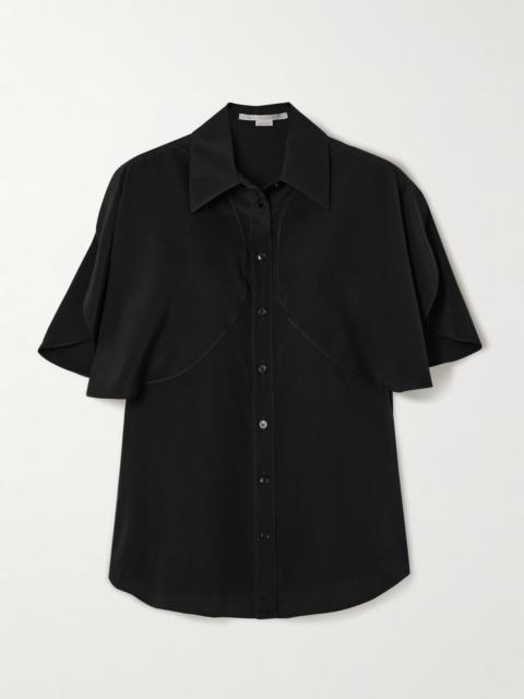 Stella McCartney Paneled silk-crepe shirt Black