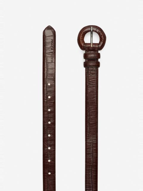 MAGDA BUTRYM Croc-effect leather belt with rounded buckle in brown