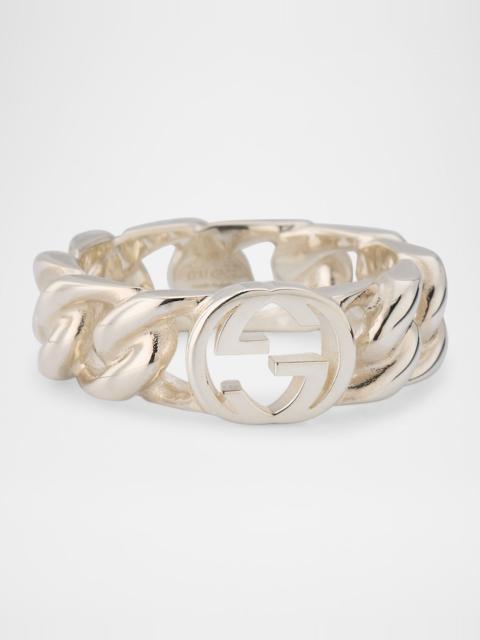 GUCCI Men's Sterling Silver Gucci Interlocking Chain Ring