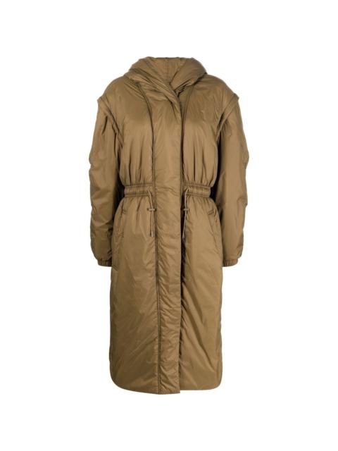 padded hooded long coat