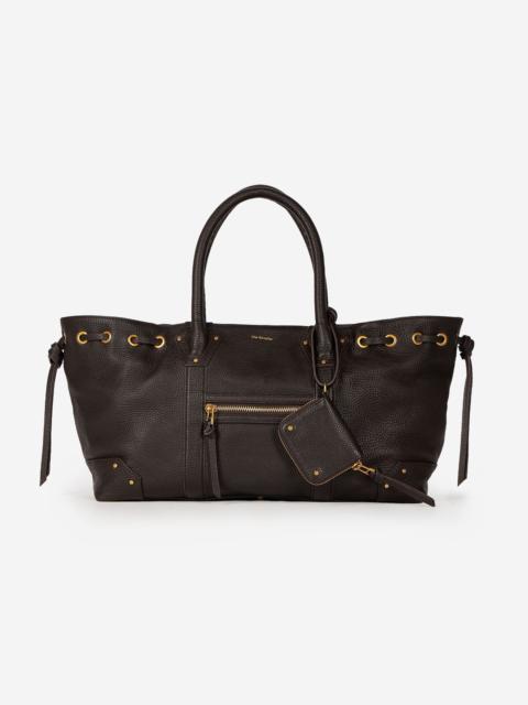The Kooples BROWN GRAINED LEATHER SHOPPER BAG