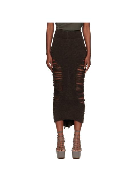 Rick Owens Brown Concordians Calf Dauphine Midi Skirt