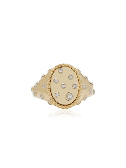 Yvonne Léon Yellow Gold Diamond Signet Ring gold