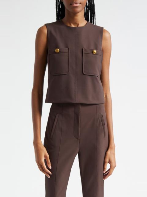 Veronica Beard Yareli Boxy Sleeveless Top in Dark Chocolate at Nordstrom