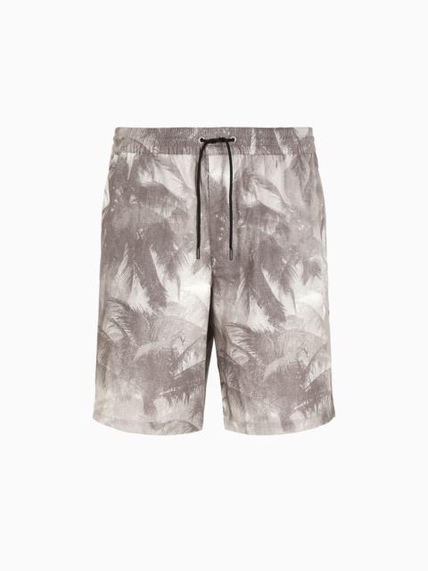 EMPORIO ARMANI ASV Lyocell-blend drawstring Bermuda shorts with all-over print