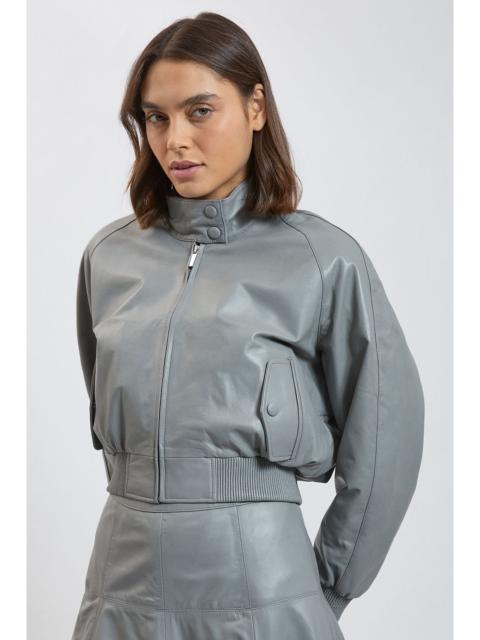 KAREN MILLEN Leather Bomber Jacket