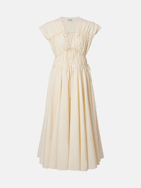 TOVE Ceres gathered cotton midi dress