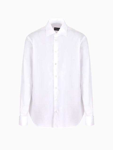 Regular-fit shiny-effect cotton shirt