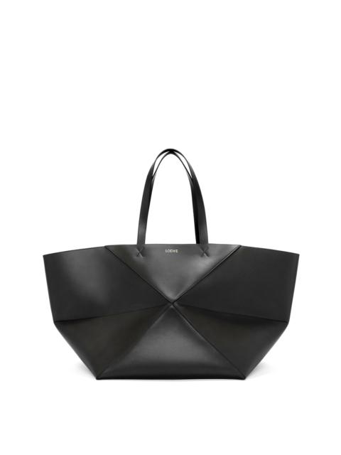 XL Puzzle Fold Tote in shiny calfskin
