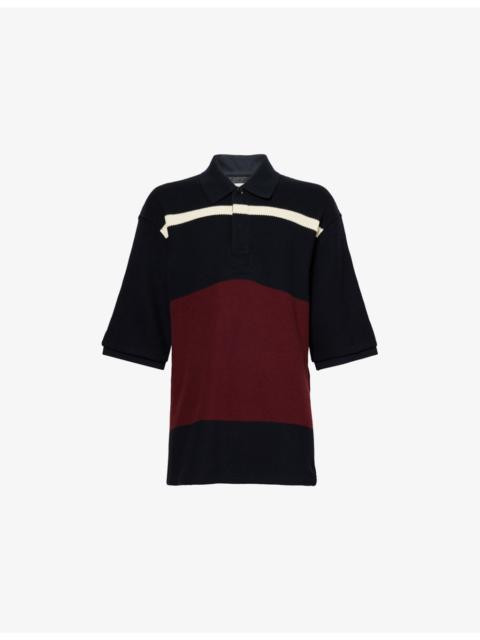 Bottega Veneta Striped Cotton-Knit Polo Top