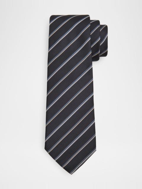 EMPORIO ARMANI Men's Double Fine-Stripe Silk Tie