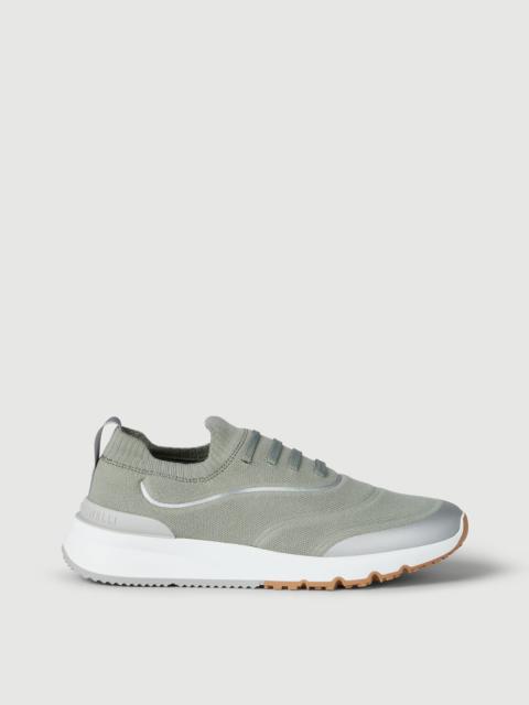 Brunello Cucinelli Techno cotton knit runners with heat-bonded details