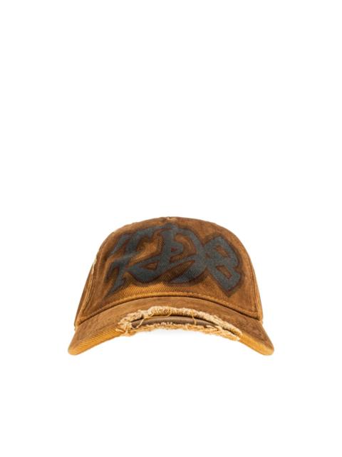 Diesel distressed-effect logo-print cap