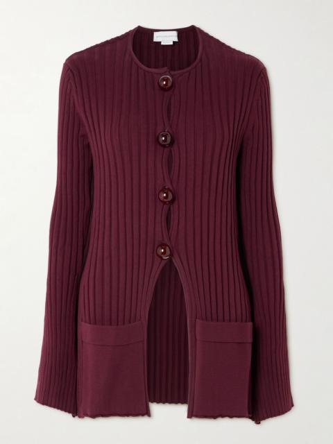 Stella McCartney Ribbed organic cotton cardigan Burgundy