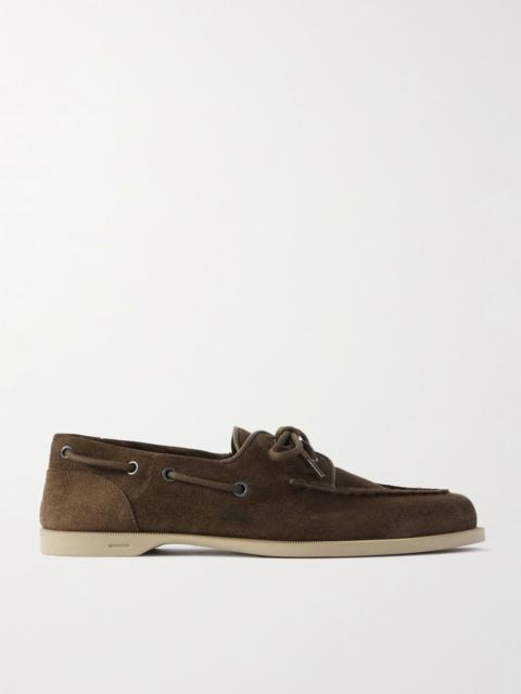 John Lobb Foil Suede Boat Shoes Green